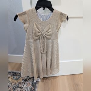 Elegant Cream Kids Dress with Bow